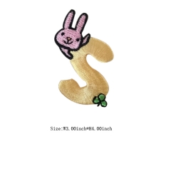 Custom Lovely Rabbit Embossed with Letter S Motif Iron on Embroidery patch