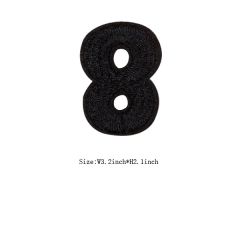 Custom Black Number 8 Iron on Backing Embroidery patch