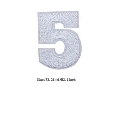 Custom Silver Number 5 Iron on Backing Embroidery patch