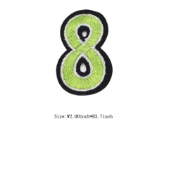 Custom 3D Olivine Number 9 Embroidery patch with Black Iron on Backing