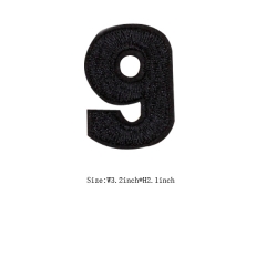 Custom Black Number 9 Iron on Backing Embroidery patch