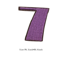 Custom Amethyst Number 7 Embroidery patch Black Edge with Iron on Backing