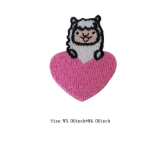 Custom Lovely Sheep Embossed with Heart Motif Iron on Embroidery patch