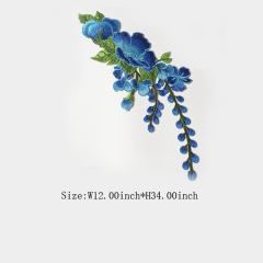 Custom Heat Seal Blue Flower Embroideried patch Design
