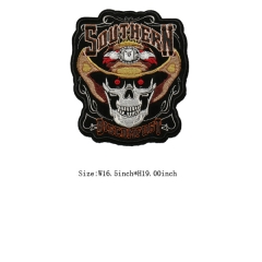 Custom Skull Southern Hat Iron on Motif Embroidery patch