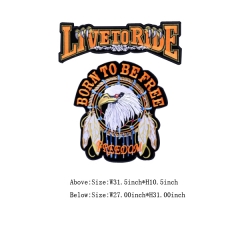 Custom Live To Ride Born To Be Free Motif Embroidery patch