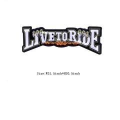 Custom Silver Live To Ride Motif Embroidery patch