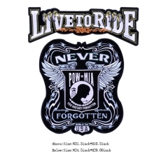 Custom Silver Never Forgotten Motif Embroidery patch