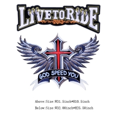 Custom Cross Wings Go Speed You Live To Ride Motif Embroidery patch