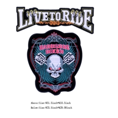 Custom Silver Live To Ride Skull Iron on Design Embroidery patch