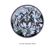 Custom Heat Seal Wolf Motif Embroidered patch For Jacket