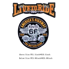 Custom Live To Ride On 66th Route Motif Embroidery patch
