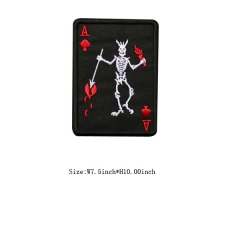 Custom Heat Seal Black Heart A with Skull Motif Embroidery patch