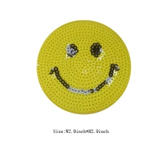 Custom Genuine Smile Emoji Sequin Embroidery patch
