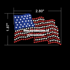 USA Flag Hot Fix Motif Rhinestone Heat Transfer for T-shirt