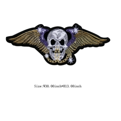 Custom Skull with Wings Motif Iron on Embroidery patch