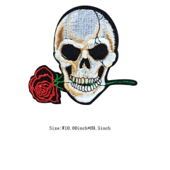 Iron On Embroidered Skull Flower Patch for Clothes