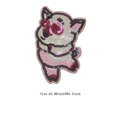 Custom Dancing Pig Motif Sequin Embroidery patch