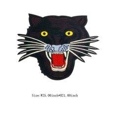 Wholesale Custom Black Tiger Head Motif Embroidery Patch