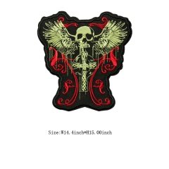 Custom Red Burning Skull Head Embroidery patch Iron on Backing