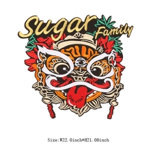 Custom Sugar Family Tiger Head Motif Embroidery patch