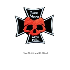 Direct Factory Sale Custom High Quality Skull Cross Embroidery patch