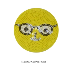 Custom Cool Smile Emoji Moitf Sequin Embroidery patch