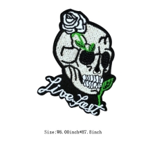 Custom Skull Flower Motif Iron on Embroidery patch