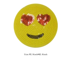 Custom Tight-Lipped Smile Emoji Sequin Embroidery patch