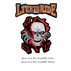 Custom Skull Live to Ride Motif Iron on Embroidery patch