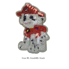 Wholesale Lovely Dog Motif Iron on Sequin Embroidery patch