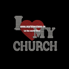 Custom I Love My Church Hot Fix Motif Rhinestone Transfer