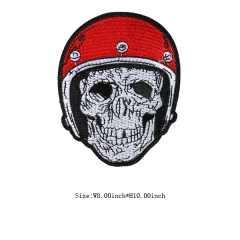 Custom Skull with Red Hat Motif Embroidery patch