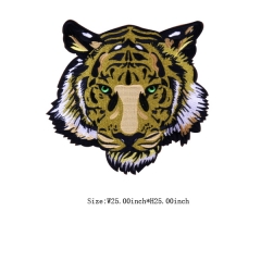 Wholesale Custom Tiger Head Motif Embroidery Patch with Glue Back