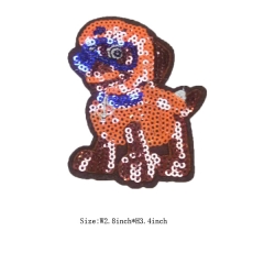 Custom Dog Motif Iron on Sequin Embroidery patch