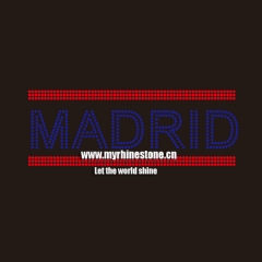 New Arrival Custom Madrid Hot Fix Motif Iron On Rhinestone Transfer For T-shirt