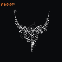 Wholesale Necklace Hot Fix Motif Rhinestone Iron on Transfer for T-shirt