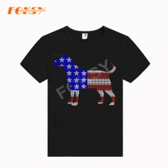 4th of July USA Flag Dog Rhinestone Transfers for Boutique Clothes