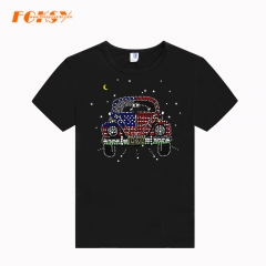 American Classic Car Combined Material Hot fix Motif for 4th of July Clothes