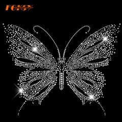 Hot sale beautiful butterfly motif hotfix rhinestone transfer for clothing