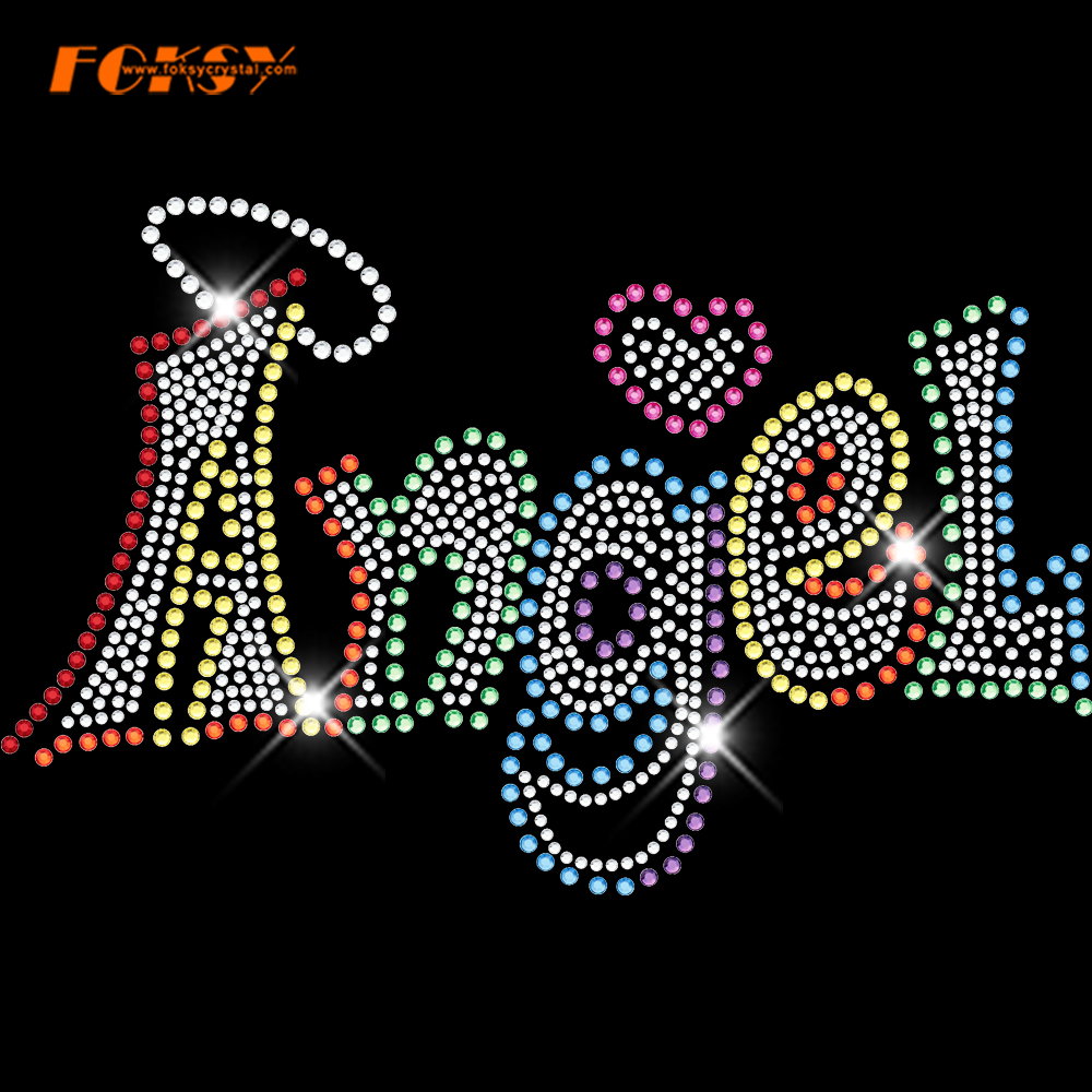 letters Lovely angel Design Rhinestone Heat Transfer,Letters