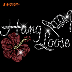 Letters Hang loose heat rhinestone transfer for shirt