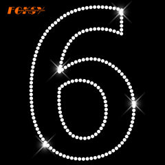 Number 6 Iron On Rhinestone Transfer for Sports Team Numbers applique DIY T-shirt