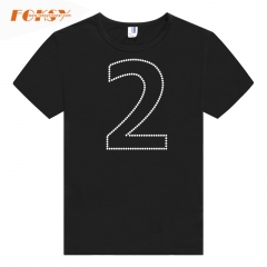 Number 2 Iron On Rhinestone Transfer for Sports Team Numbers applique DIY T-shirt