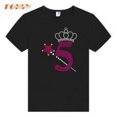 Magic Wand And Crown 5 Birthday Number Hot Fix Rhinestone Transfer for DIY
