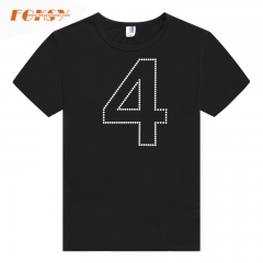 Number 4 Iron On Rhinestone Transfer for Sports Team Numbers applique DIY T-shirt
