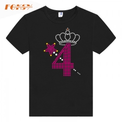 Magic Wand And Crown 4 Birthday Number Hot Fix Rhinestone Transfer for DIY