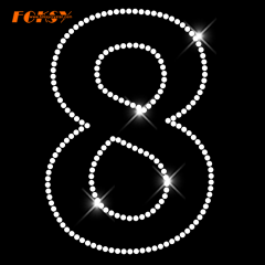 Number 8 Iron On Rhinestone Transfer for Sports Team Numbers applique DIY T-shirt