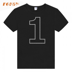 Number 1 Iron On Rhinestone Transfer for Sports Team Numbers applique DIY T-shirt