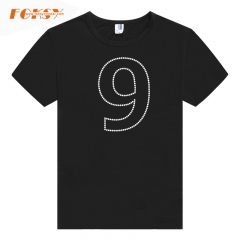 Number 9 Iron On Rhinestone Transfer for Sports Team Numbers applique DIY T-shirt
